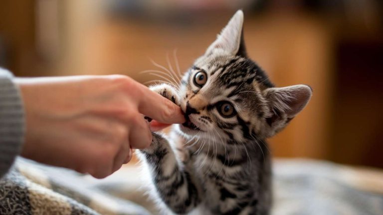 Pourquoi mon chaton me mordille-t-il la main ? comprendre et réagir