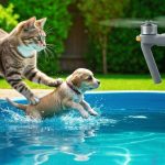 Un drone a filmé un chat en train de sauver un chiot tombé dans une piscine, la vidéo est devenue virale