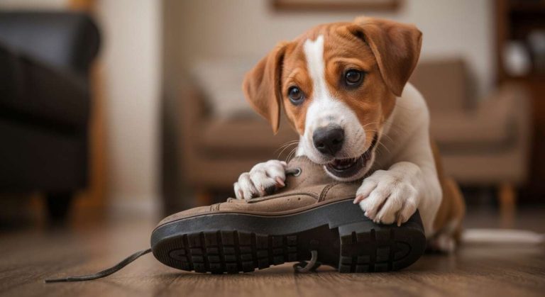 L'erreur fatale de laisser un chiot jouer avec de vieilles chaussures, il ne fera plus la différence avec les neuves