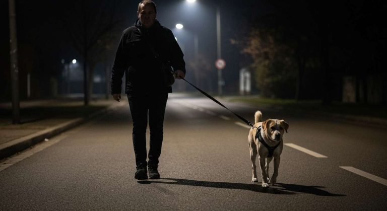 Ceux qui promènent leur chien la nuit sans collier lumineux ou réfléchissant s'exposent à un risque d'accident mortel