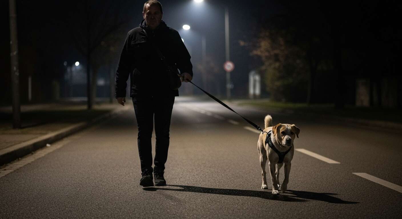 Ceux qui promènent leur chien la nuit sans collier lumineux ou réfléchissant s'exposent à un risque d'accident mortel